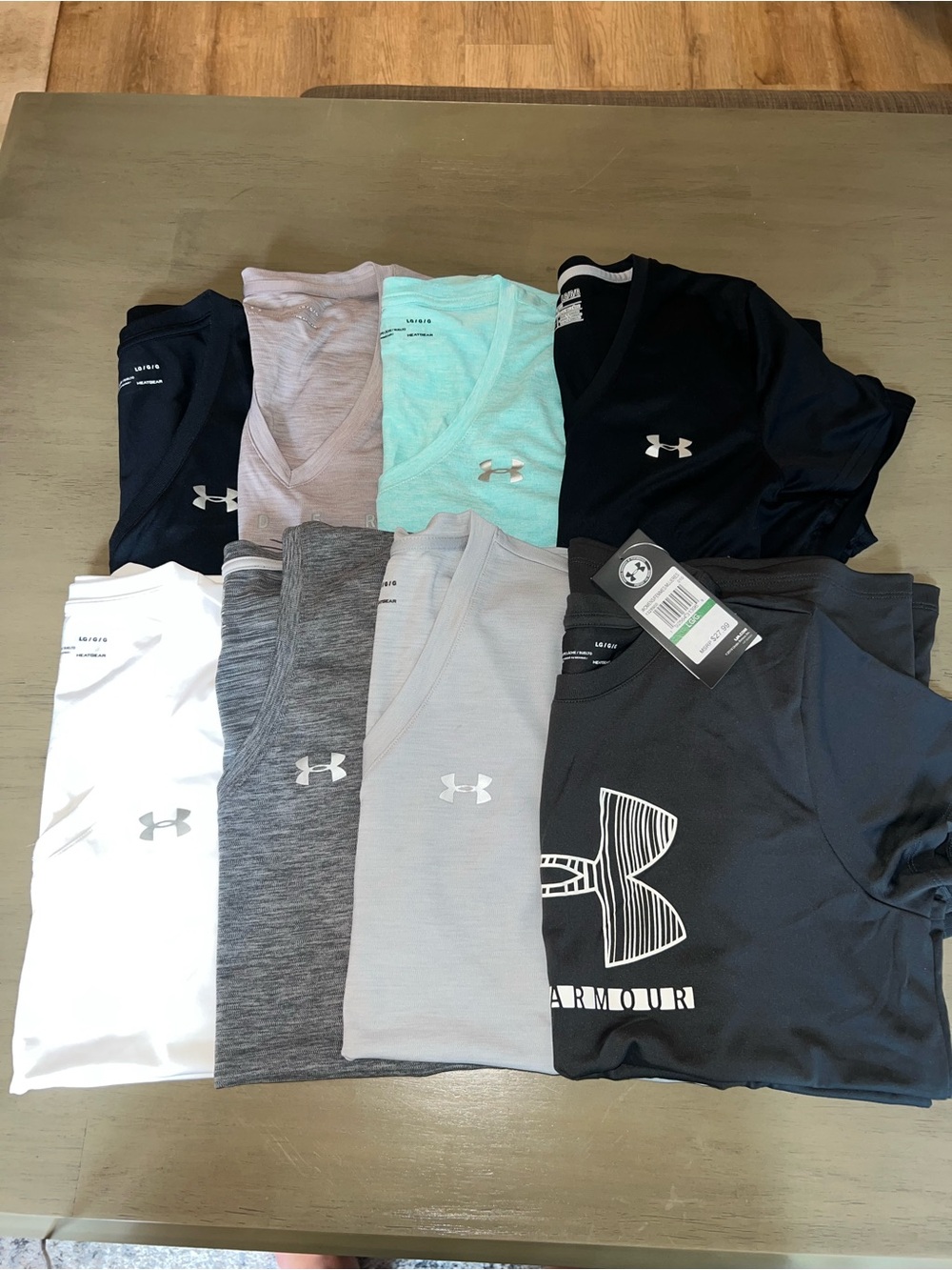 Under Armour Women Short Sleeve Tops- Black, White, Gray, Mint, Mauve- LARGE